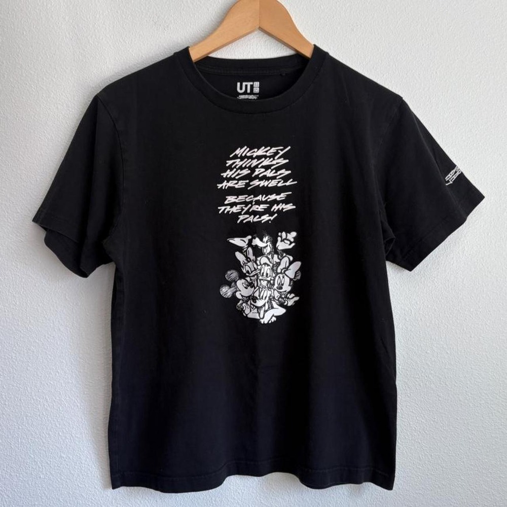 Uniqlo UT Joshua Vides Disney Mickey Mouse Graphic T-Shirt Black Small